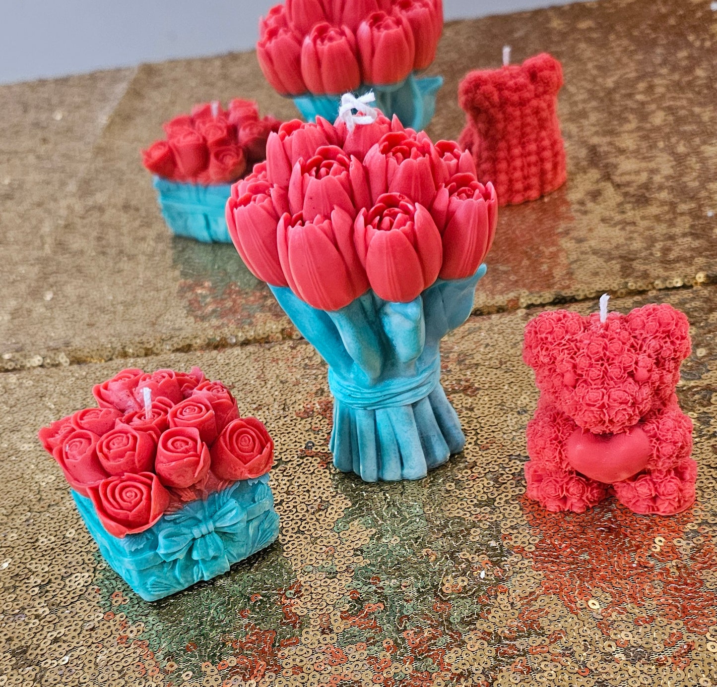 🎁✨ Set Triple Gratitud – Osito, Ramo de Flores y Corazón Aromático ✨🎁